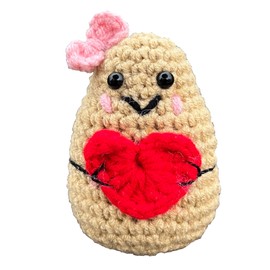 Positive Potato, Funny Gift for Women Cute Knitted Wool Inspirational Crochet Doll Plush Home Office Decor