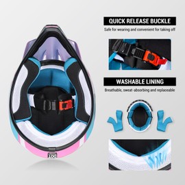 Roozo Youth Kids Dirt Bike Helmet DOT Certified - Full Face Motorcycle Helmet for Off-Road, ATV, Street Riding, Includes Adjustable Goggles & Protective Gloves