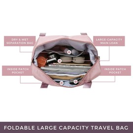 Lightweight Modern Mint Travel Bag - Travel Backpack - Large Carry-On Backpack, Waterproof Large Capacity Folding Bag with Dry and Wet Pocket Duffel, Shoulder Bag for Women (Purple)