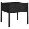 Durable Solid Pinewood Garden Planter 27.6x27.6x27.6 in Black Flower Pots