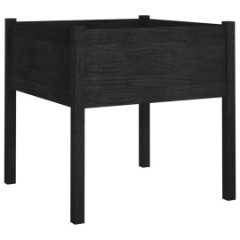 Durable Solid Pinewood Garden Planter 27.6x27.6x27.6 in Black Flower Pots & Planterscolor: Black Color