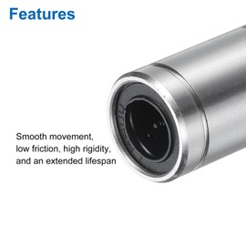 sourcing map 4Pcs LM8UU Linear Bearing 8mm Bore 15mm OD 24mm Length Linear Ball Bearings Nickel Plated Surface Double Side Rubber Sealed Bearing Steel for CNC Machine 3D Printer