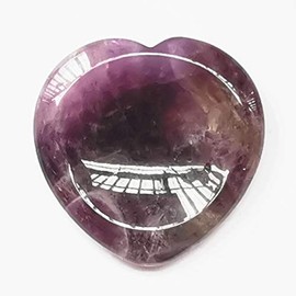 Bacatgem Natural Amethyst Heart Chakra Thumb Worry Stone,Hand Carved Healing Crystal Shaped Stone for Anxiety Stress Relief Meditation