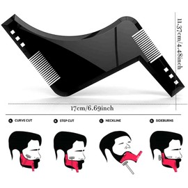 TAVVKE Beard Shaping Tool and Grooming Kit - Mustache Shaper Outliner Template with Beard Comb for Men