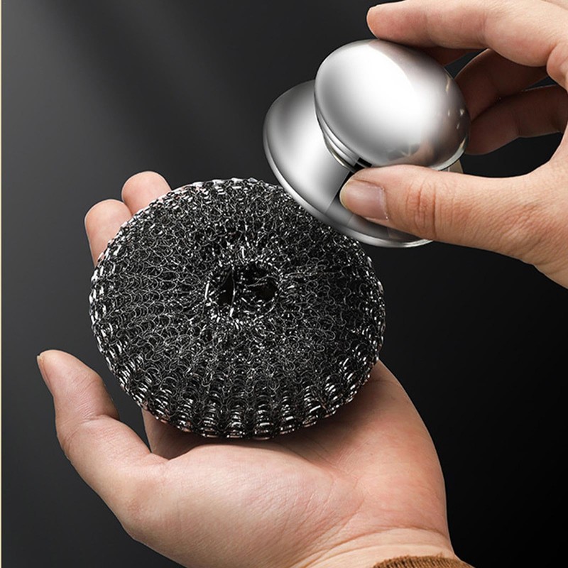 Stainless Steel Wool Scrubber with Handle | Wool Dish Scrubber