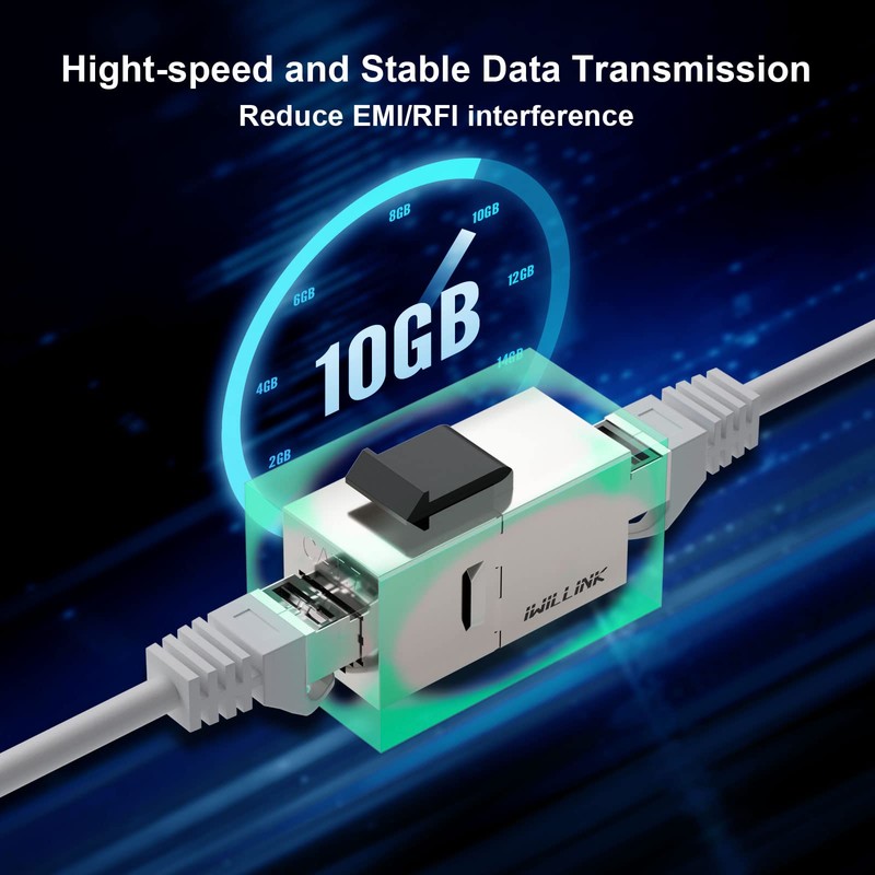 iwillink 10Gbps CAT7 Coupler RJ45 Keystone Shielded Coupler 25-Pack, Ethernet
