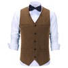 Solovedress Men's Casual Wool Herringbone Suit Waistcoat V-Neck Tweed Waistcoat