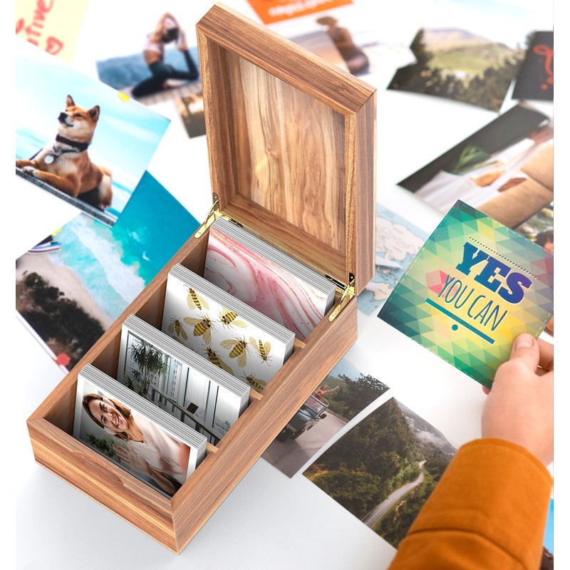 Neando 4’’x6’’ Index Card Holder, Acacia Index Card Box, Index