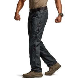 CQR Men's Military Cargo Pants, Water Resistant Ripstop Army Combat Tactical Pants, Outdoor Hunting Hiking EDC Work Pants, Hauler Black, 30W x 32L