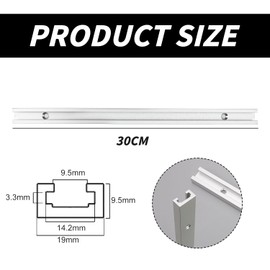 T Rail Mitre Rail 300 mm, T-Slot Rail Aluminium with Double Cut Profile, T Track for Table Saw Router Table Woodworking Tools, Pack of 2
