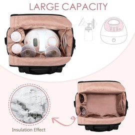 LUXJA Breast Pump Bag Compatible with Spectra S1 and S2 (with a Waterproof Mat), Pumping Bag for Breast Pump and Extra Parts, Black