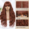MINSEEYOO Auburn Wig with Bangs for Women Long Wavy Wigs