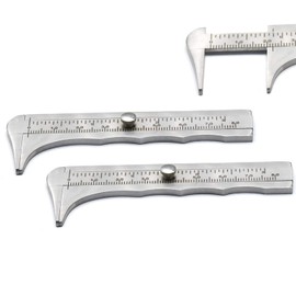 AAProTools 2pc Steel 80mm Sliding Metric and Inch Mini Caliper Gauge Retro Vernier Caliper Bead Wire Jewelry Measuring Tool