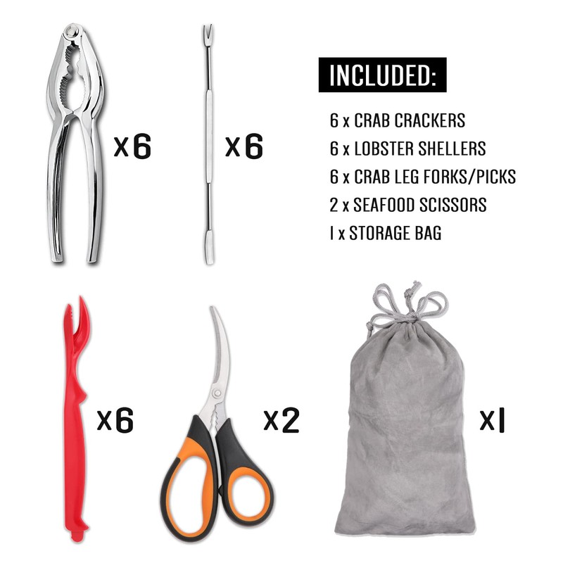 Hiware 20-piece Seafood Tools Set includes 6 Crab Crackers, 6