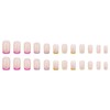 24pcs Cute Rainbow False Nails - Short Square Stick-on with