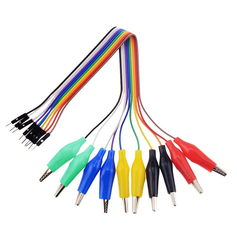 YFFSFDC 5 Colors 10pcs Breadboard Male Jumper Wire Alligator Clip