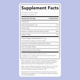 Clean Simple Eats Collagen Powder + Beauty Blend, BlackBerry Lemonade, Hydrolyzed Collagen Peptides from Grass Fed Bovine & Chicken, Hyaluronic Acid for Hair, Skin, Nail & Joint Support, 30 Servings