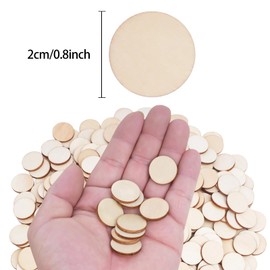 DLUSZERT 400 x 2CM Unfinished Round Wood Log for Crafting, Blank Wood Slices Round Wood Pieces, Natural Small Wooden Circle Discs, Wooden Cutout Ornaments for DIY Art Door Wedding Décor Scrapbook
