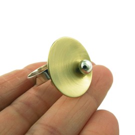 The Mexican Collection Adjustavle Solid 925 Sterling Silver and Brass Cocktail Ring Jewellery for Women (N)