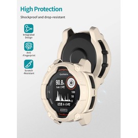 Case for Garmin Instinct 3 45mm,NOUKAJU Smartwatch Cover TPU Material,Easy to Install,Drop-Proof,Soft,Protective Cover for Garmin Instinct 3-45mm(Starlight)