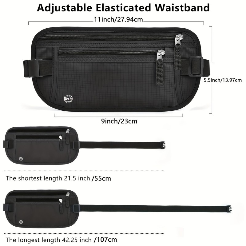 Travel Money Belt with Anti-Theft Zippered Pull Slim Travel Pouch