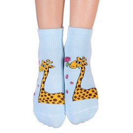 FOOTSIS Non Slip Grip Socks for Yoga, Pilates, Barre, Home, Hospital ,Mommy and Me classes Giraffe (M)