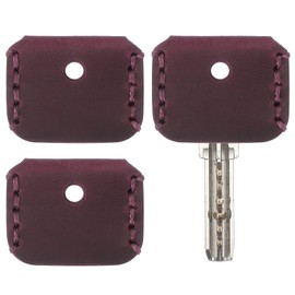 PATIKIL Leather Key Covers Caps, 3 Pack Head Key Sleeves Mini Key Tags Organizer for House Office House Apartment Keys, Purple