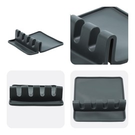 esahpss Silicone spoon pad, spatula holder, soup spoon pad, chopstick scraper storage, multifunctional kitchen and household storage rack, 5.5 * 5.5 inches, 2 pieces, sold in grey