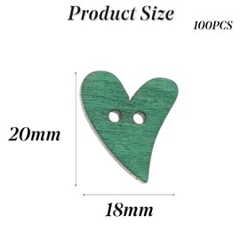 100pcs Heart Shape Wooden Buttons, 2 Holes, Assorted Sizes for Sewing and Craft Projects, Ideal for Scrapbooking and DIY Decorations (Random Colors)