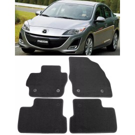 SDeelCase 4 Pcs Front Rear Custom Fit Black Front Rear Carpets Floor Mat For 10-13 Mazda 3