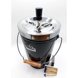 meytrade Extra Large XXL Outdoor Ashtray Rotating Ashtray Metal Black Chrome Approx. 27 cm High + Matches