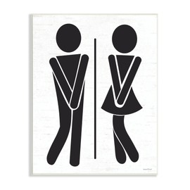 Stupell Industries Bathroom Sign Genders Got to Go Stance Figures, Designed by Lettered and Lined Wall Plaque, 10 x 15, Black