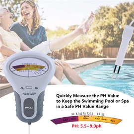 Portable Water Quality Tester pH Tester, Chlorine Level Meter, Large Screen Display, Water Quality Analyzer Measurement Meter with Probe for Swimming Pool/Spa Water