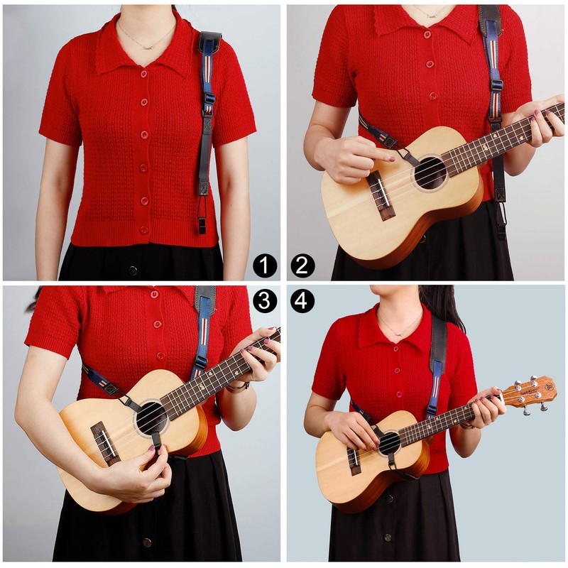MengH-SHOP Ukulele Strap Adjustable Genuine Leather Ukelele Shoulder Strap Strong