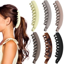 6 Pack 5.1 Inch Banana Clip for Women,Large Banana Hair Clips for Thin Fine Thick Hair,Strong Banana Claw Clips for Hair