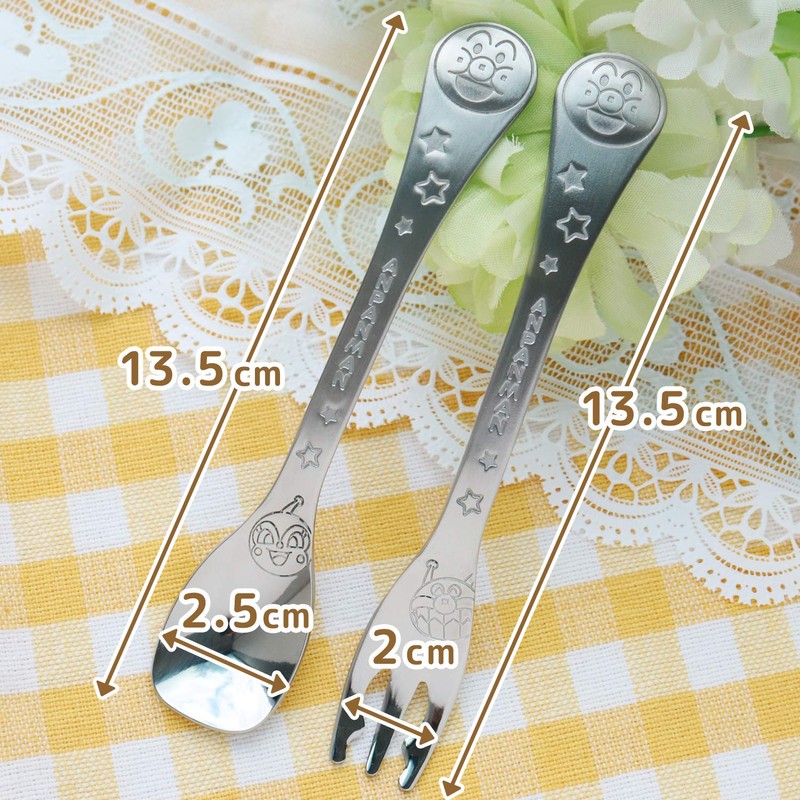 LEC A00064 Anpanman Metal Spoon and Fork (S), Made in