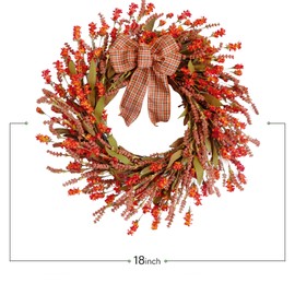 CIR OASES 18-inch spring wreath Orange Flower wreath Front door decoration wreath bow wheat wreath Indoor outdoor garden decoration wreath