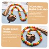 jojofuny Thanksgiving Wood Bead Garland with Tassel Rustic Decorative Beads