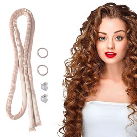 Ruzister Heaterless Small Curling Rods Headband, No Heat Curls for Sleeping, No Hot Thin Curls Headband for Long Hair and Short Hair, Beige