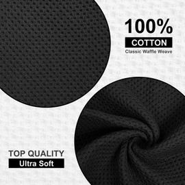 Homaxy 100% Cotton Dish Cloths, 12 Pack - 12 x 12 Inches, Waffle Weave Super Soft and Absorbent Dish Towels Quick Drying Dishcloths, Black
