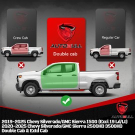 6 Inches Double & Extd Cab Running Boards Side Steps Compatible with 2019-2025 Chevy Silverado/GMC Sierra 1500 (Excl 19 Ld/Lt, 2020-2025 2500HD 3500HD, Silver Textured Aluminum Nerf Bars