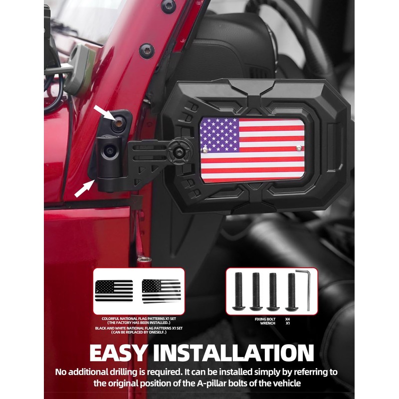 NKCELL POWER Mirrors Doors Off Compatible with Wrangler JK