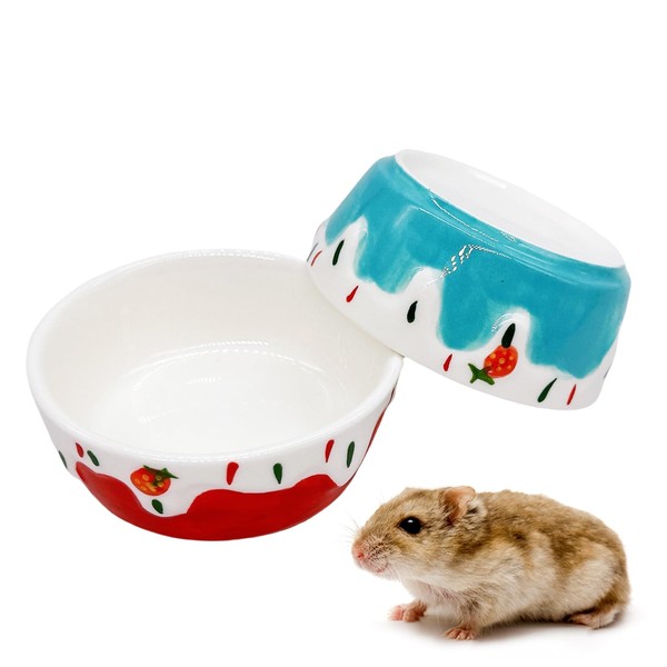 2 Pack Hamster Food Bowl,Small Animals Ceramic Food Water Bowl