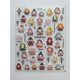 Tomoni Embossed Dolls Daneer,Nail Art Stickers, Self Adhesive.