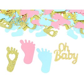 KAPSING Pack of 100 Gender Reveal Party Decoration Confetti, Baby Shower Decoration, Table Decoration, Gender Reveal Birthday Party Accessories, for Boys, Girls (Blue, Pink, Gold)