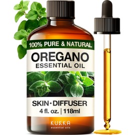 Kukka Oregano Essential Oil - 4 Fl Oz - 100% Natural Pure Oregano Oil Essential Oil for Skin - Oil of Oregano for Nails - Oregano Oil for Diffuser & Nail - Earthy & Herbaceous - Soap Making Scent DIY