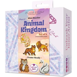 DIAMOND ART CLUB Animal Kingdom Part 2 Mini Dazzles, Fun DIY Diamond Painting Kit for Adults, Diamond Art Canvas for Beginners, 4" x 6" (Pack of 6)