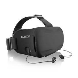 Elecom P-VRGEI01BK 3D VR Goggles, Glass, For Head Mounts, In-Ear Type, Uses Transparent Cover That Does Not Block Camera Lenses, Black
