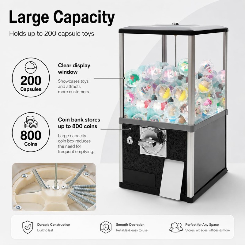 FXEIPOL Small Vending Machines, 25-Cent 800 Coins Bank Capacity, Home