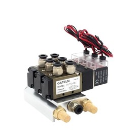 NDZZQBPGO 4V110-06 DC24V 12V AC220V AC110V 2-Position 5-Way Four-Position Solenoid Valve Aluminum Base Accessories Silencer Set 3 Positions(DC12V 6mm Fittings)